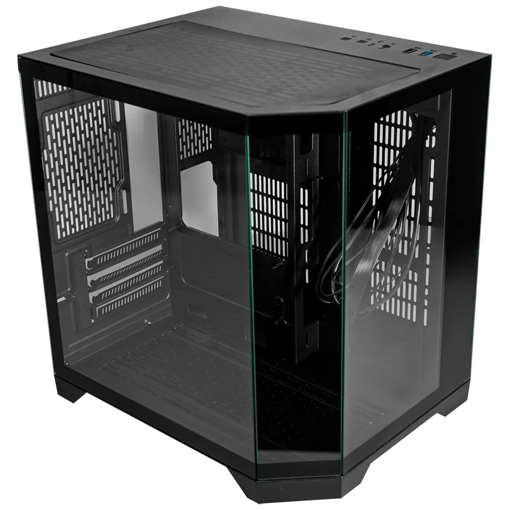 Gabinete Gamer Aquário K-mex Ângulo Cg-01kv, Painel Duplo Frontal Em Vidro Temperado, Usb 3.2, Micro-atx, Preto - Cg01kvrh001cb0x