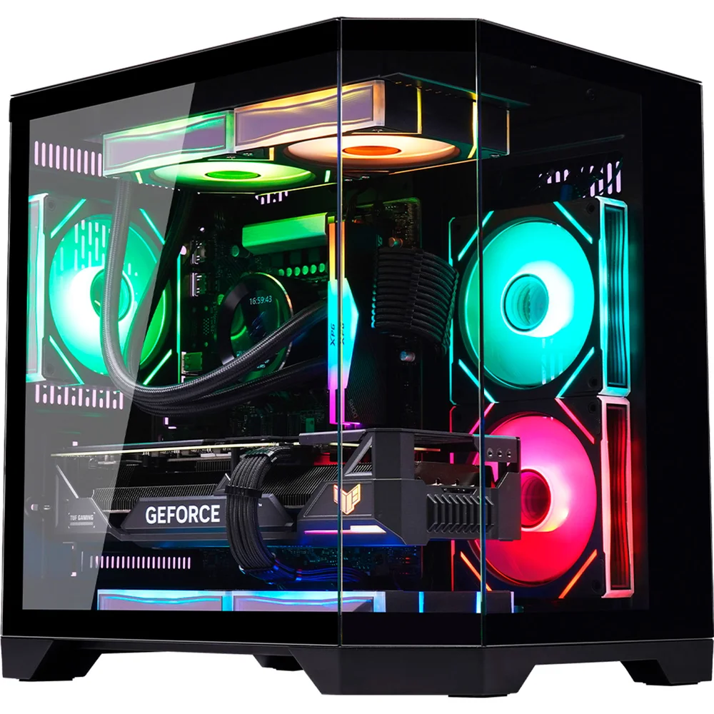 Gabinete Gamer Aquário K-mex Ângulo Cg-01kv, Painel Duplo Frontal Em Vidro Temperado, Usb 3.2, Micro-atx, Preto - Cg01kvrh001cb0x