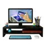 Suporte Monitor Duplo Para Escritório E Desktop Mdf - 70x20x10 Preto