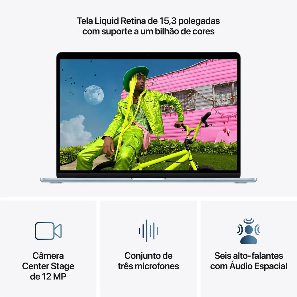 Macbook Air 15" M5, Cpu 10 Núcleos E Gpu 10 Núcleos, 16gb Ram, 1TB SSD - Azul