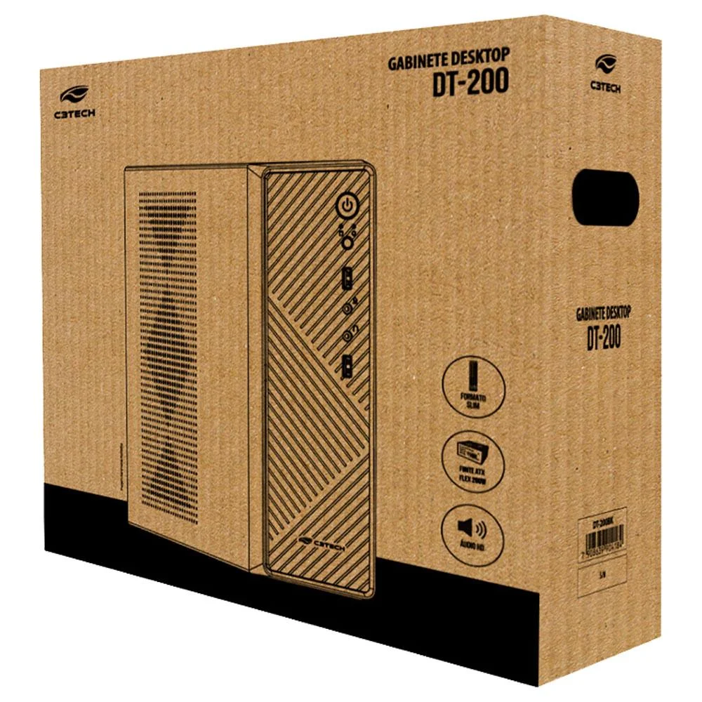Gabinete C3tech, Slim, Com Fonte Flex 200w, Preto - Dtx Dt-200bk