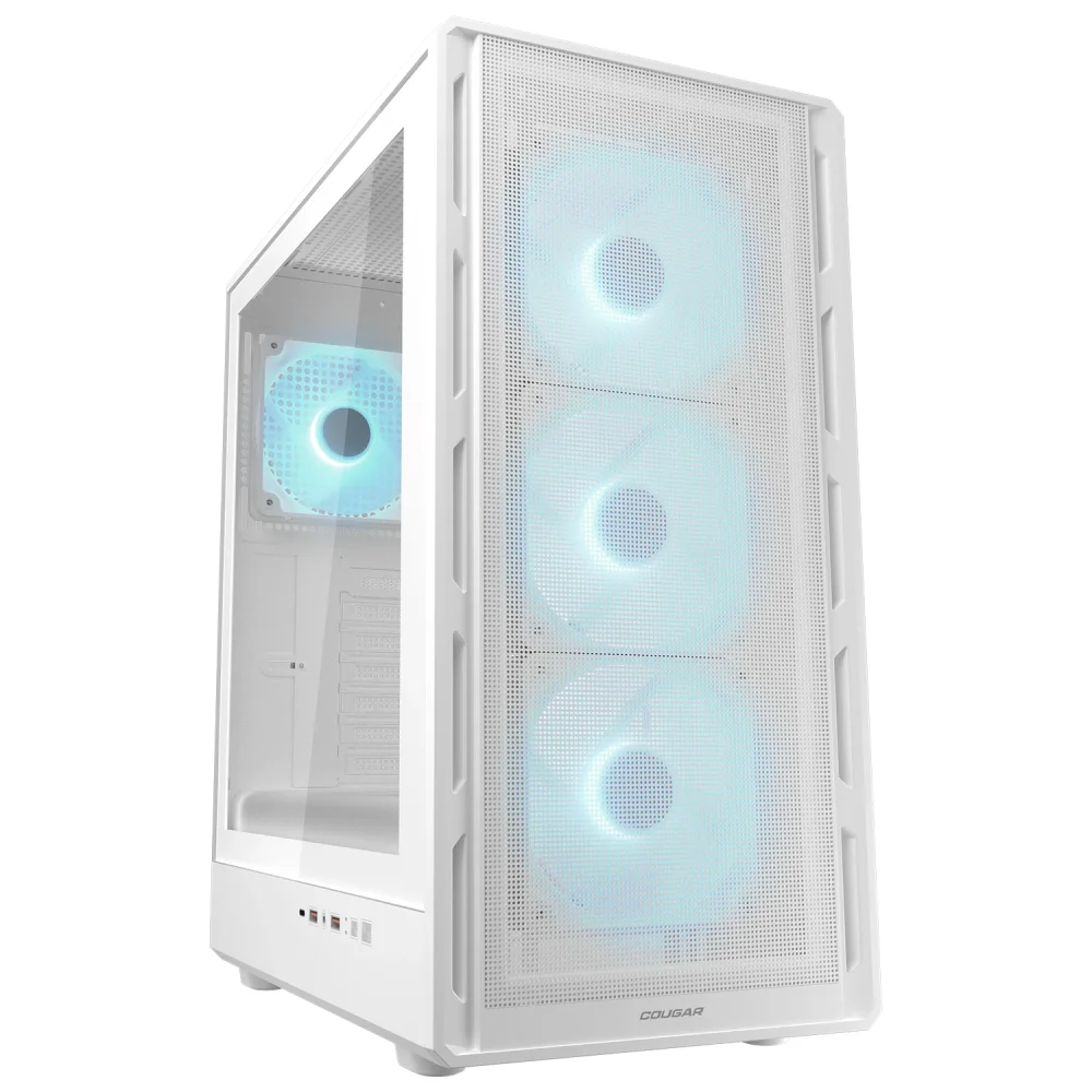 Gabinete Cougar Airface Pure Pro Atx Mid Tower Lateral De Vidro Temperado Usb Tipo C Com 4 Fan Branco 382ga50.0004