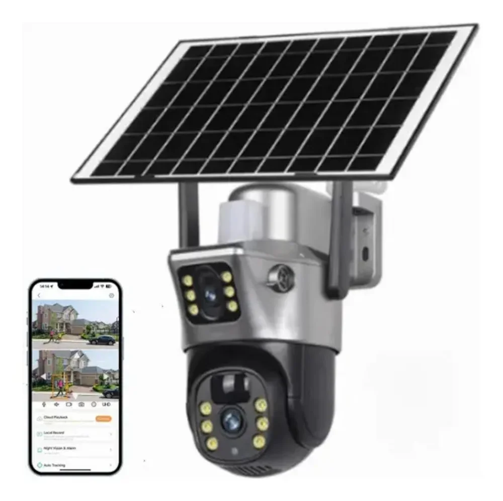Camera Segurança Solar 4g Wifi Lente Dupla Visão Noturna Colorida 2mg