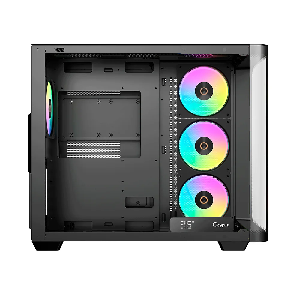 Gabinete Gamer Ocypus Iota C70 Curve Atx ARGB Digital Com Fan Preto