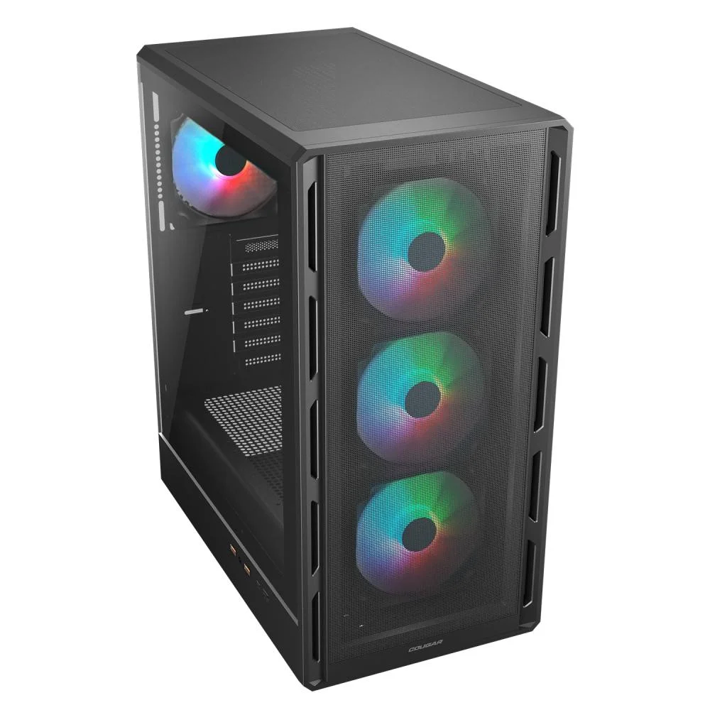 Gabinete Cougar Airface Pure RGB Atx Mid Tower Lateral De Vidro Temperado Usb 3.0 Com 4 Fan Preto 382ga50.0001