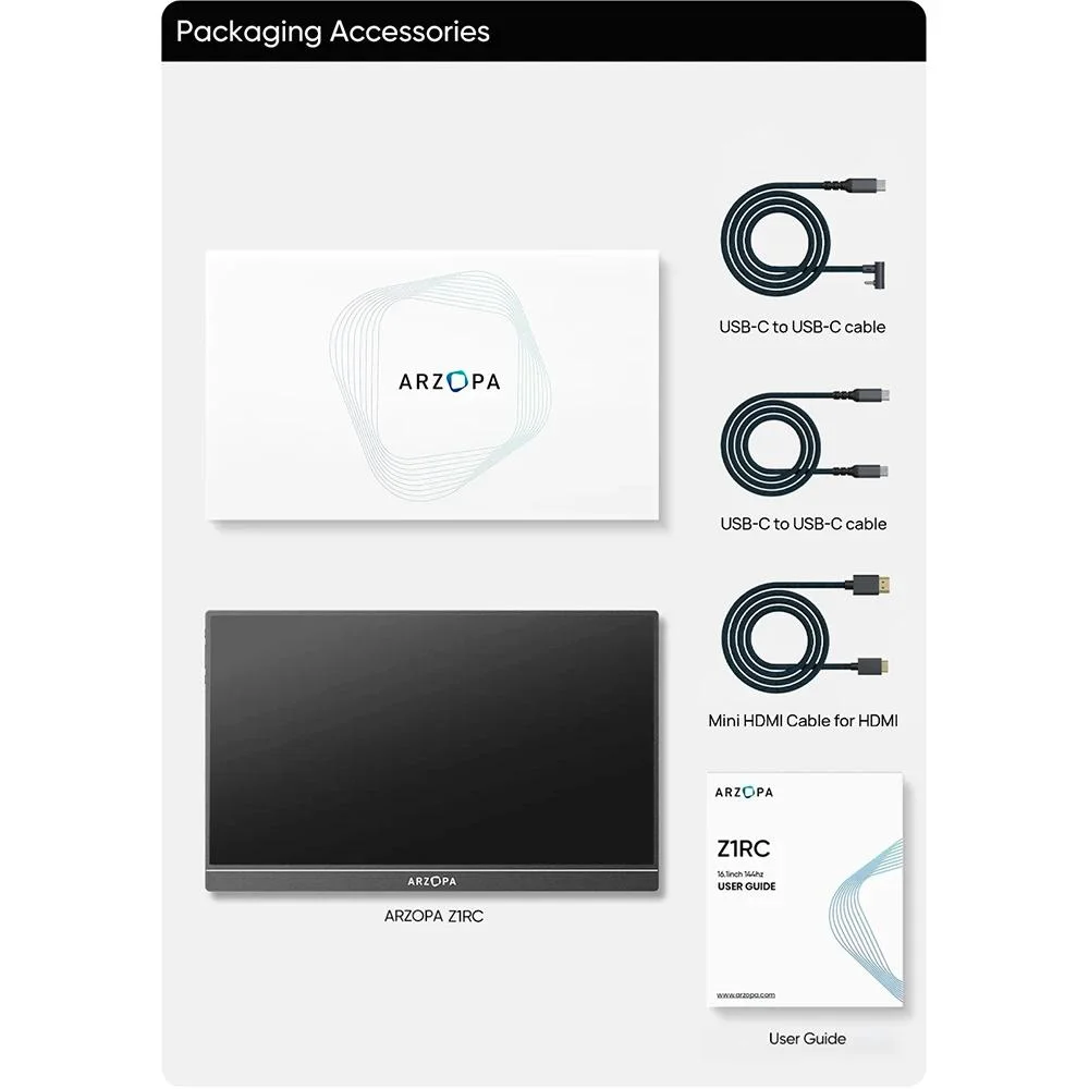 Monitor Portátil Arzopa Z1rc 16quot 25k Qhd Ips