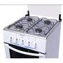 Fogão 4 Bocas, Mesa de Inox Sírius, Com Acendimento Manual, Braslar - Branco