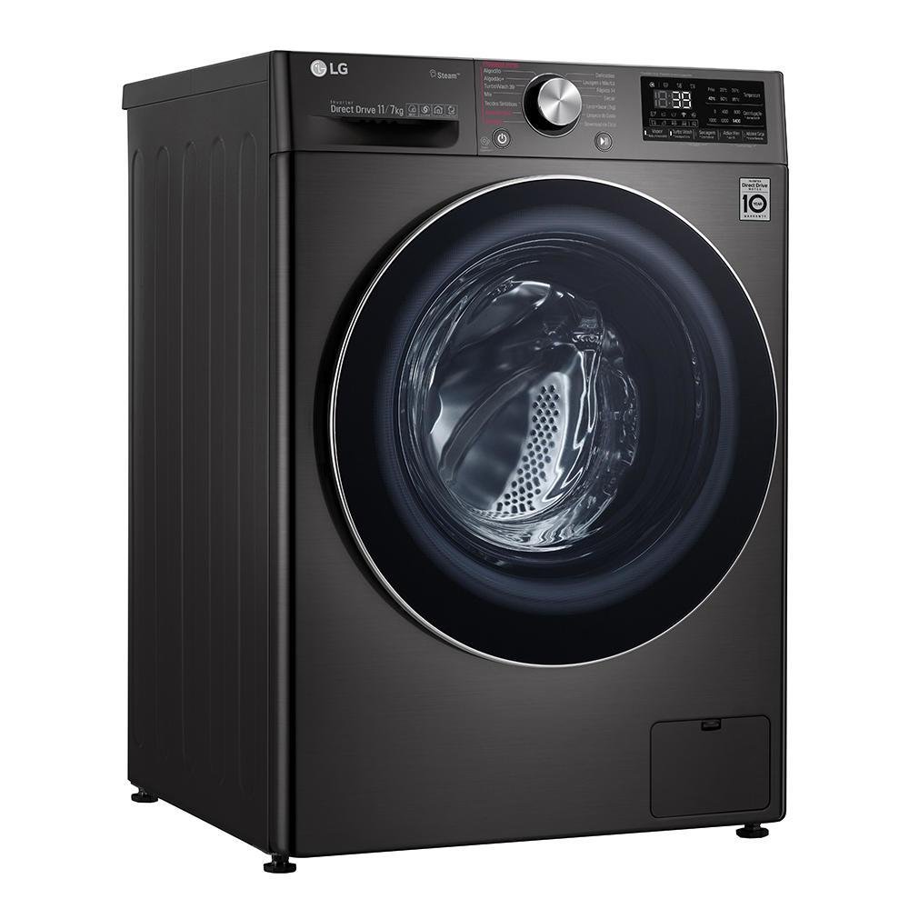 Lavadora E Secadora LG Smart Vc2, 11kg, Black Stainless, 220v, Cv9011ec4a