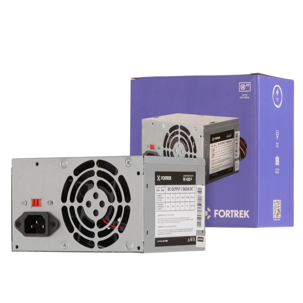 Fonte De Alimentação Fortrek Pws-2003, ATX, 200W, 20+4P, Sem Cabo, 115/230V - Fk420p Fonte De Alimentação Fortrek Pws-2003, ATX, 200W, 20+4P, Sem Cabo, 115/230V - Fk420p
