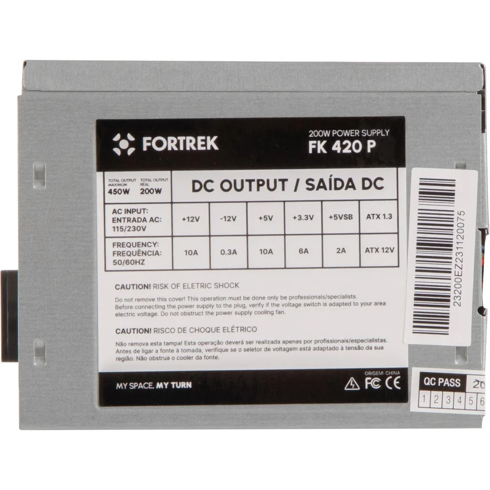 Fonte De Alimentação Fortrek Pws-2003, ATX, 200W, 20+4P, Sem Cabo, 115/230V - Fk420p Fonte De Alimentação Fortrek Pws-2003, ATX, 200W, 20+4P, Sem Cabo, 115/230V - Fk420p