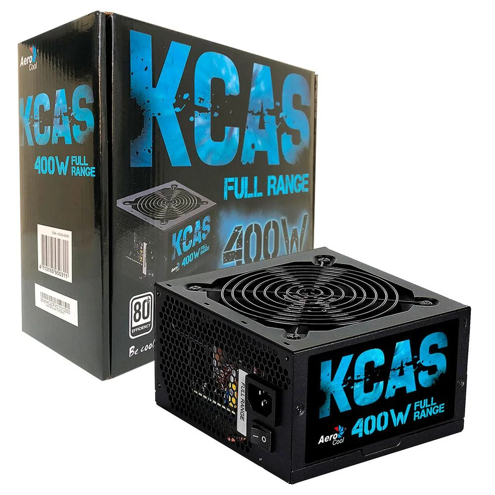 Fonte Aerocool Gamer, 400W, 80 Plus, PFC Ativo, White Full Range, KCAS Fonte Aerocool Gamer, 400W, 80 Plus, PFC Ativo, White Full Range, KCAS