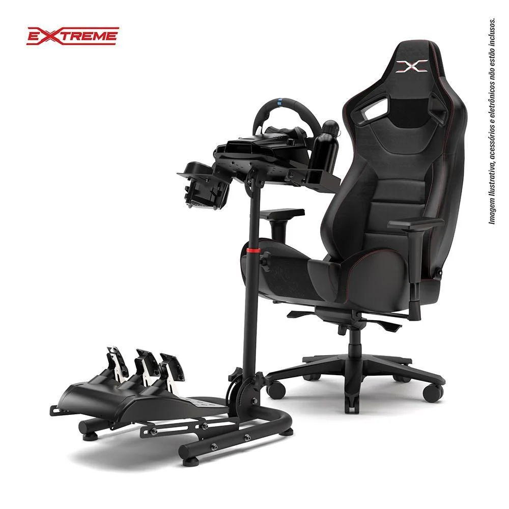 Suporte Para Volante Extreme Simracing SPRO, Preto, Logitech G27, G29, G920, G923, Fanatec, Thrustmaster, Simagic Suporte Para Volante Extreme Simracing SPRO, Preto, Logitech G27, G29, G920, G923, Fanatec, Thrustmaster, Simagic