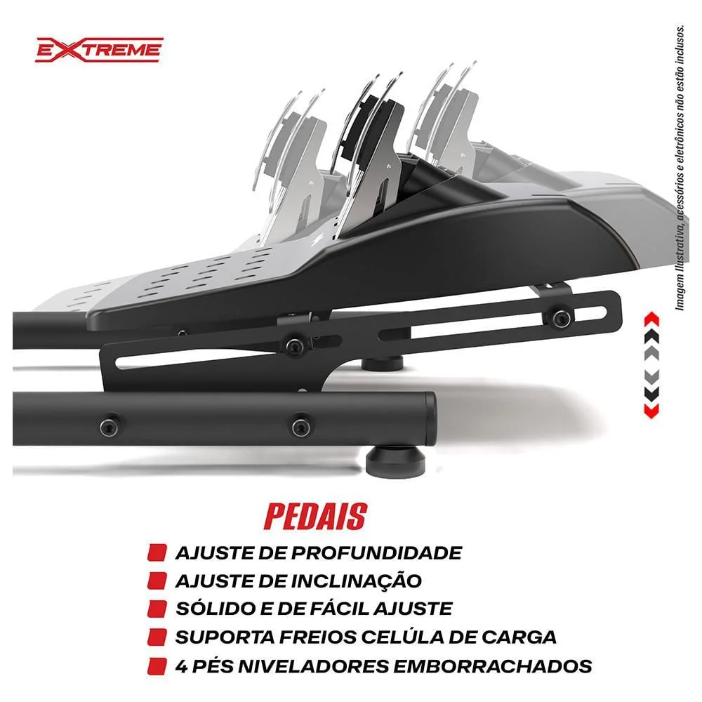 Suporte Para Volante Extreme Simracing SPRO, Preto, Logitech G27, G29, G920, G923, Fanatec, Thrustmaster, Simagic Suporte Para Volante Extreme Simracing SPRO, Preto, Logitech G27, G29, G920, G923, Fanatec, Thrustmaster, Simagic