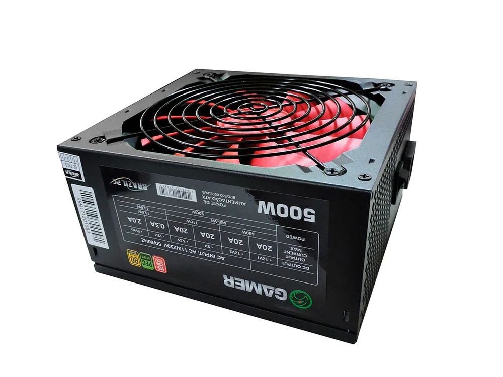 Fonte Brazil PC Gamer ATX, 500W, 80 Plus Bronze, PFC Ativo - BPC/500