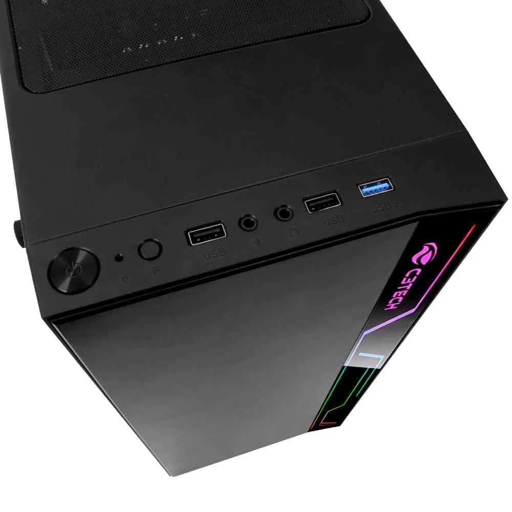 Gabinete Gamer, C3tech, Mt-g400bk, Led, Lateral Em Acrílico, Sem Fonte
