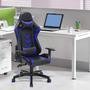 Cadeira Gamer Pelegrin, Até 150KG, Em Couro PU, Reclinável, Preta E Azul - PEL-3003