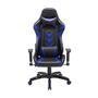 Cadeira Gamer Pelegrin, Até 150KG, Em Couro PU, Reclinável, Preta E Azul - PEL-3003