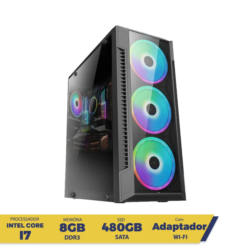 PC Gamer Intel Core I7, 8GB, SSD 480GB, Fonte 500W, Windows 10 - view 3