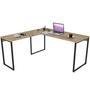 Mesa Para Escritório Home Office Estilo Industrial Em L Form C01 150x150cm Carvalho - Lyam Decor