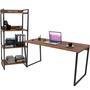Kit Mesa Lyam Decor Para Escritório Com Estante 4 Prateleiras Industrial Form C01 150 Cm Nogal