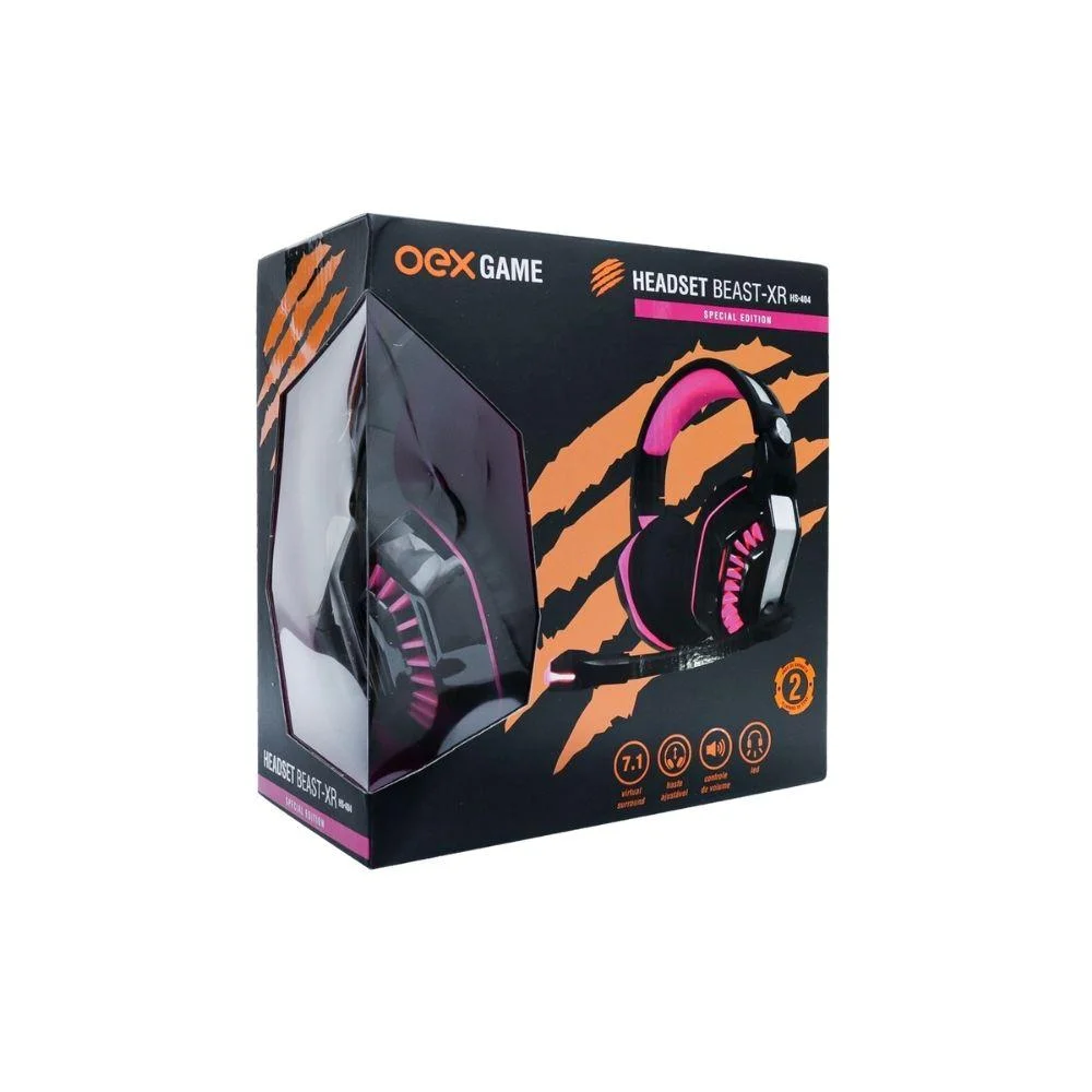 Headset Com Fio Beastxr Oexgame Hs404 USB Rosapr