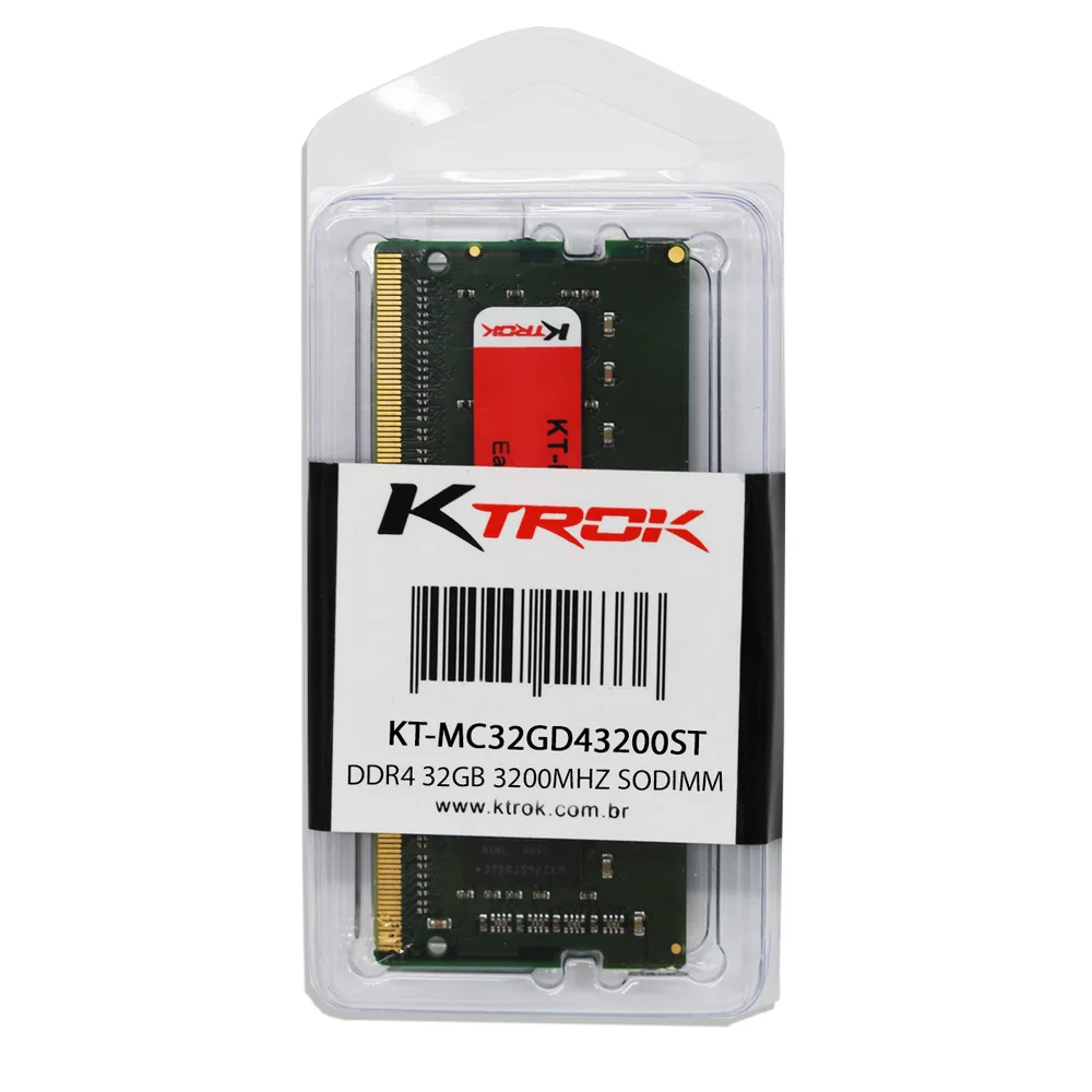 Memória Ktrok SODIMM, 32GB, 3200MHz, DDR4, Para Notebook Memória Ktrok SODIMM, 32GB, 3200MHz, DDR4, Para Notebook