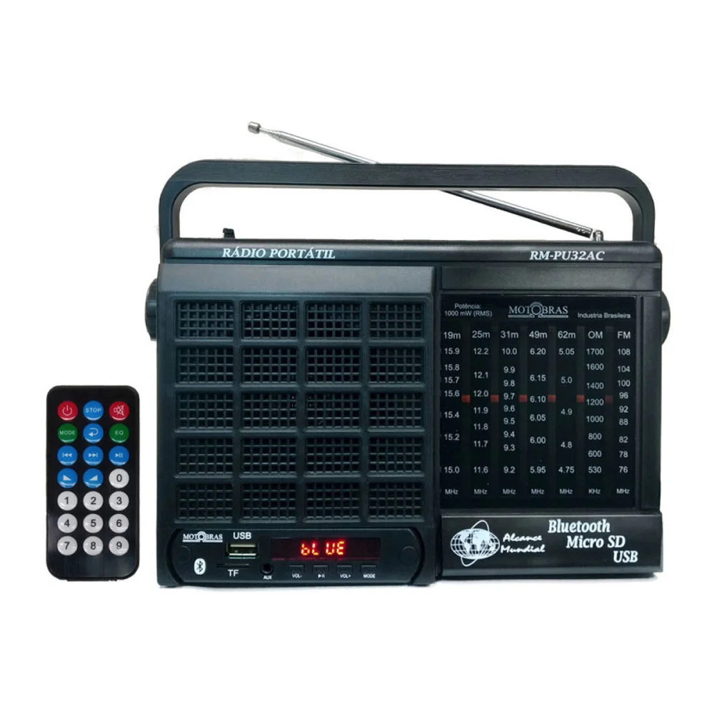 Rádio Portátil 7 Faixas Rm-pu32ac Preto Motobras Rádio Portátil 7 Faixas Rm-pu32ac Preto Motobras