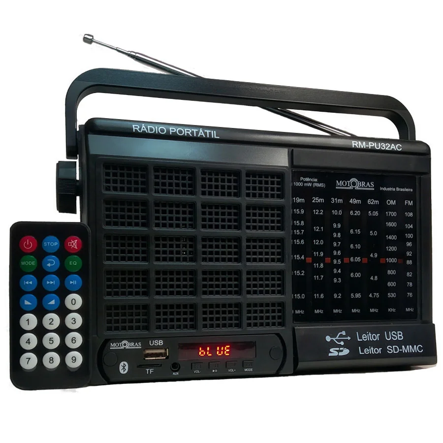 Rádio Portátil 7 Faixas Rm-pu32ac Preto Motobras Rádio Portátil 7 Faixas Rm-pu32ac Preto Motobras