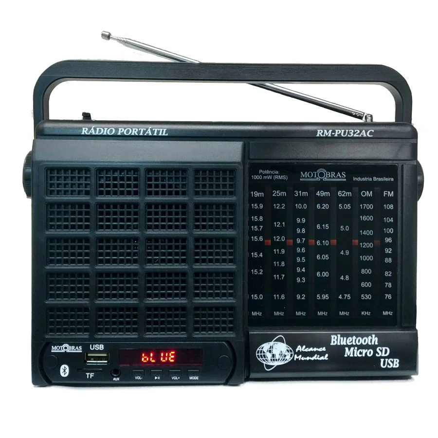 Rádio Portátil 7 Faixas Rm-pu32ac Preto Motobras Rádio Portátil 7 Faixas Rm-pu32ac Preto Motobras