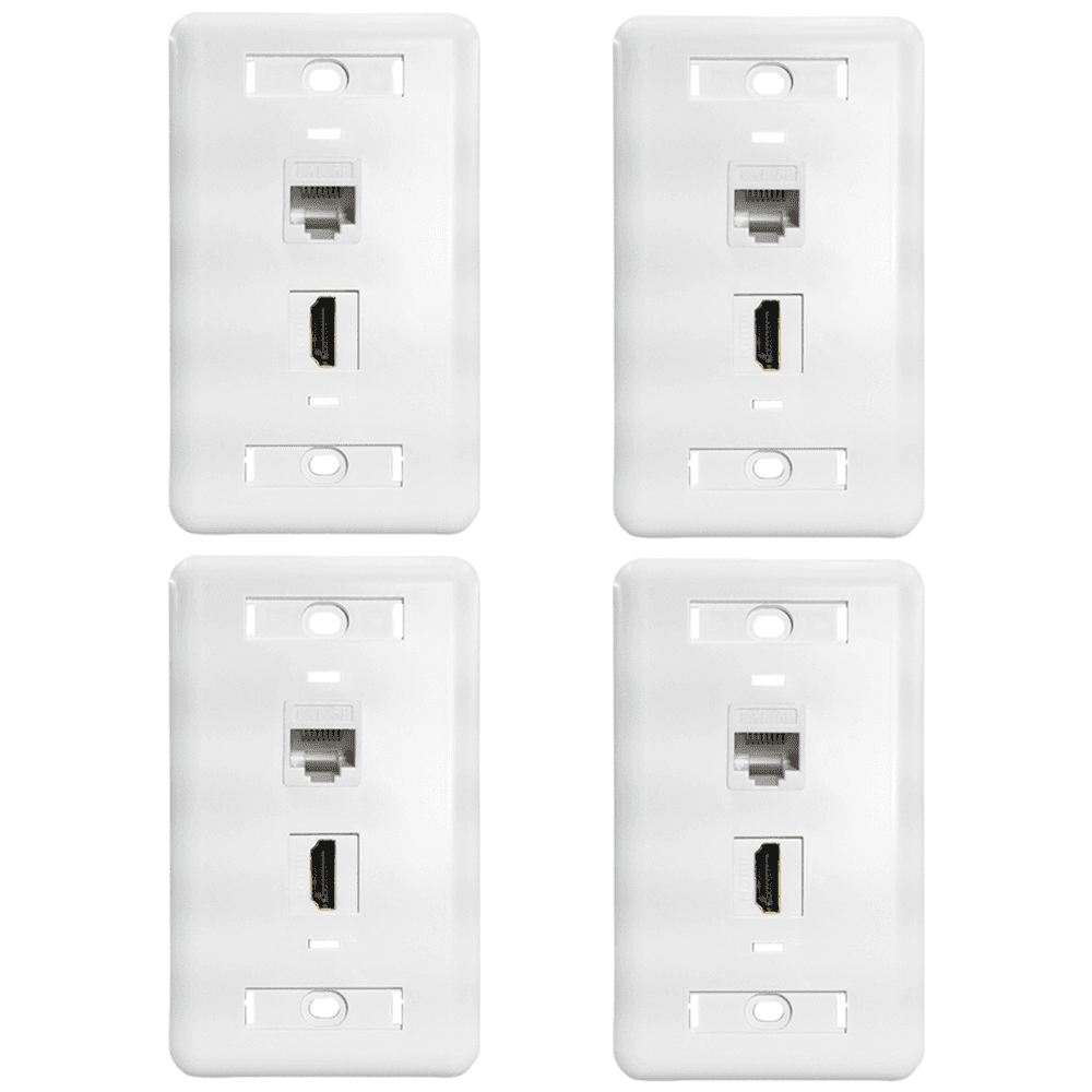 Kit 4 Espelhos De Parede Com HDMI E RJ45