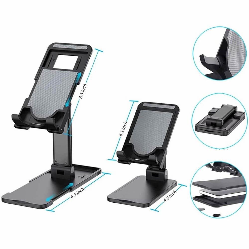Suporte De Mesa Universal Para Celular E Tablet - Cor Preto