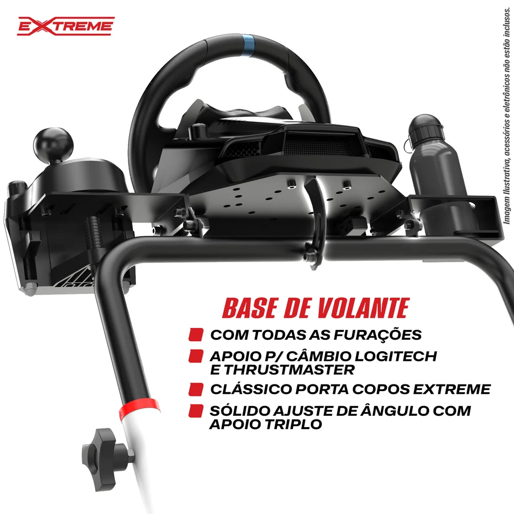 Suporte, Extreme Simracing Para Volante Cockpit Simulador SGT, Ajuste de Altura, Branco