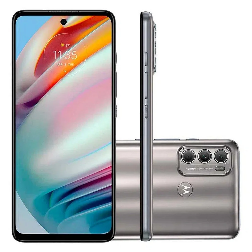 Smartphone Motorola Moto G60, 128GB, 4GB RAM, Octa Core, Câmera Tripla 108MP, Tela 6.8, Android 11, Prata