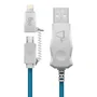 Cabo Lightning E Micro Usb Com LED Azul, Sincronização E Recarga 12w 2.1a, 1 Metro, LEDb510be, Elg