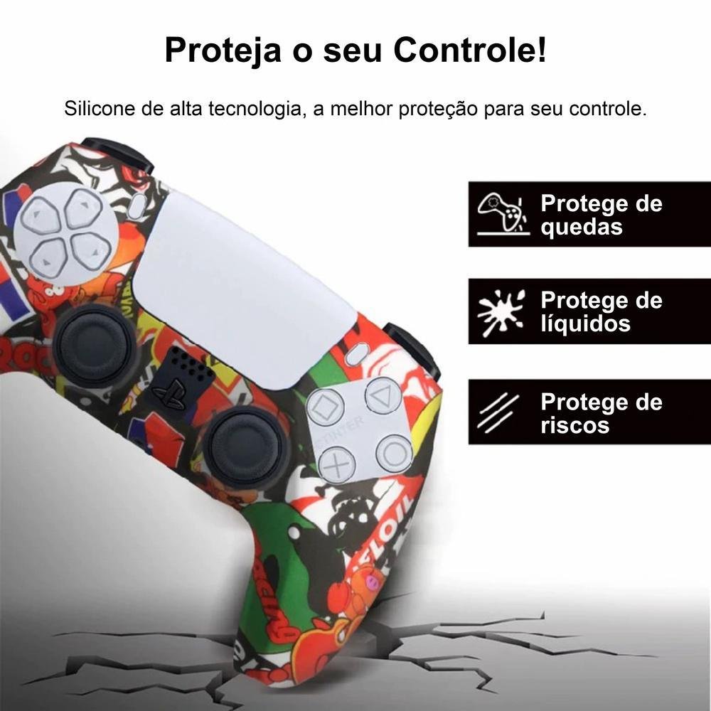 Capa Capinha Case Skin P/ Controle De Ps5 Playstation 5 Protetora Em Silicone Camuflado Alta Proteção Cor: Graffiti 10.