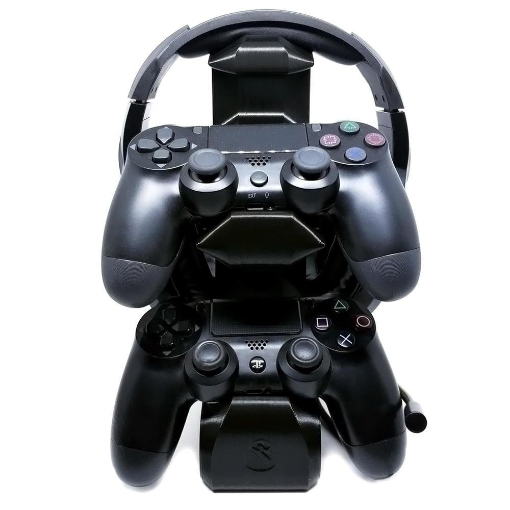 Suporte de Mesa Sculpy Printing Lifestyle 2CTF,  para 2 Controles  Playstation 4 e 1 Headset ou Headphone, Preto