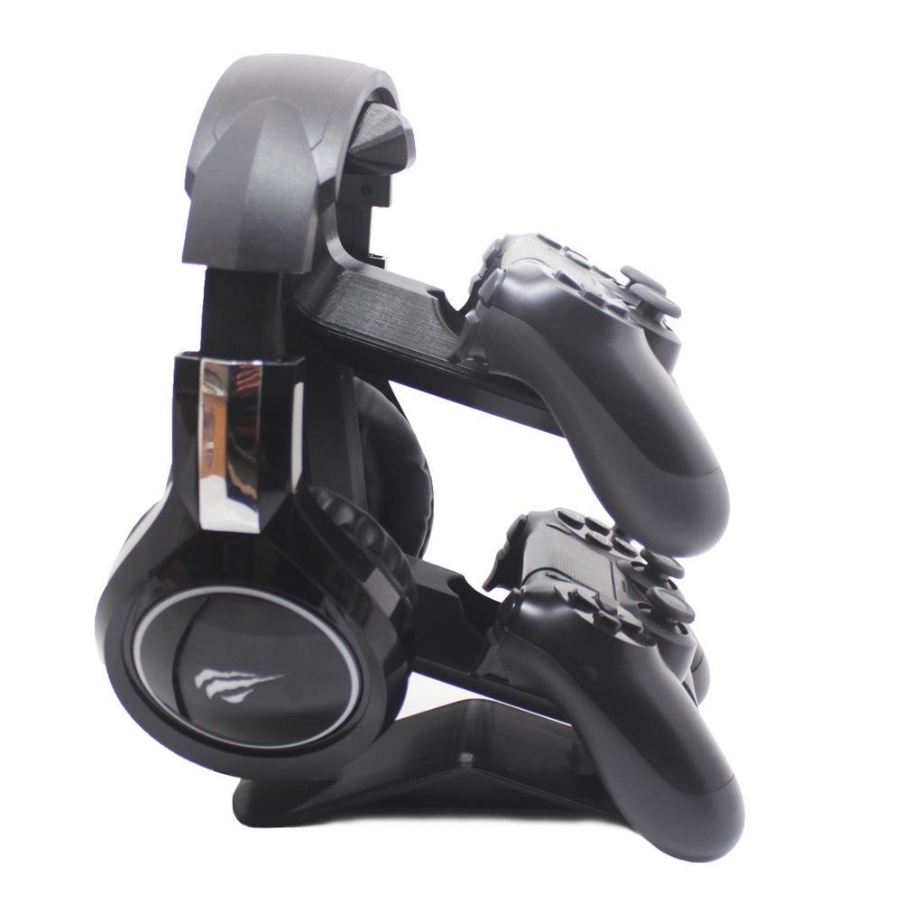 Suporte de Mesa Sculpy Printing Lifestyle 2CTF,  para 2 Controles  Playstation 4 e 1 Headset ou Headphone, Preto