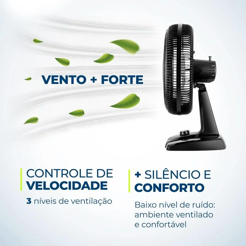 Ventilador De Mesa Mondial 6 Pás, Turbo Vt-40-nb - 40cm - 127v