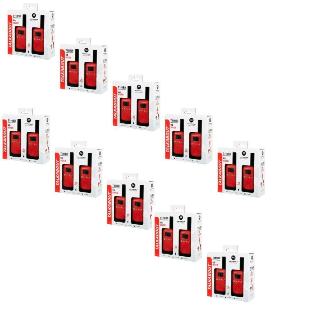 Kit Rádio Comunicador Motorola Talkabout, 25km, 26 Canais, Vermelho - T110BR