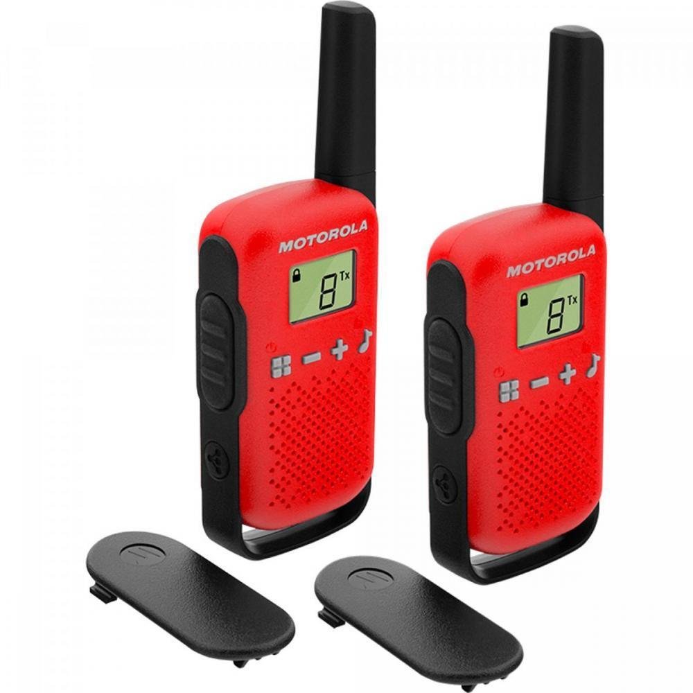 Kit Rádio Comunicador Motorola Talkabout, 25km, 26 Canais, Vermelho - T110BR
