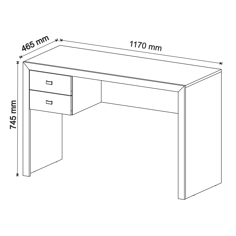 Mesa Com 2 Gavetas Para Escritório Home Office - Gran Belo Me4123 Mdp Branco.
