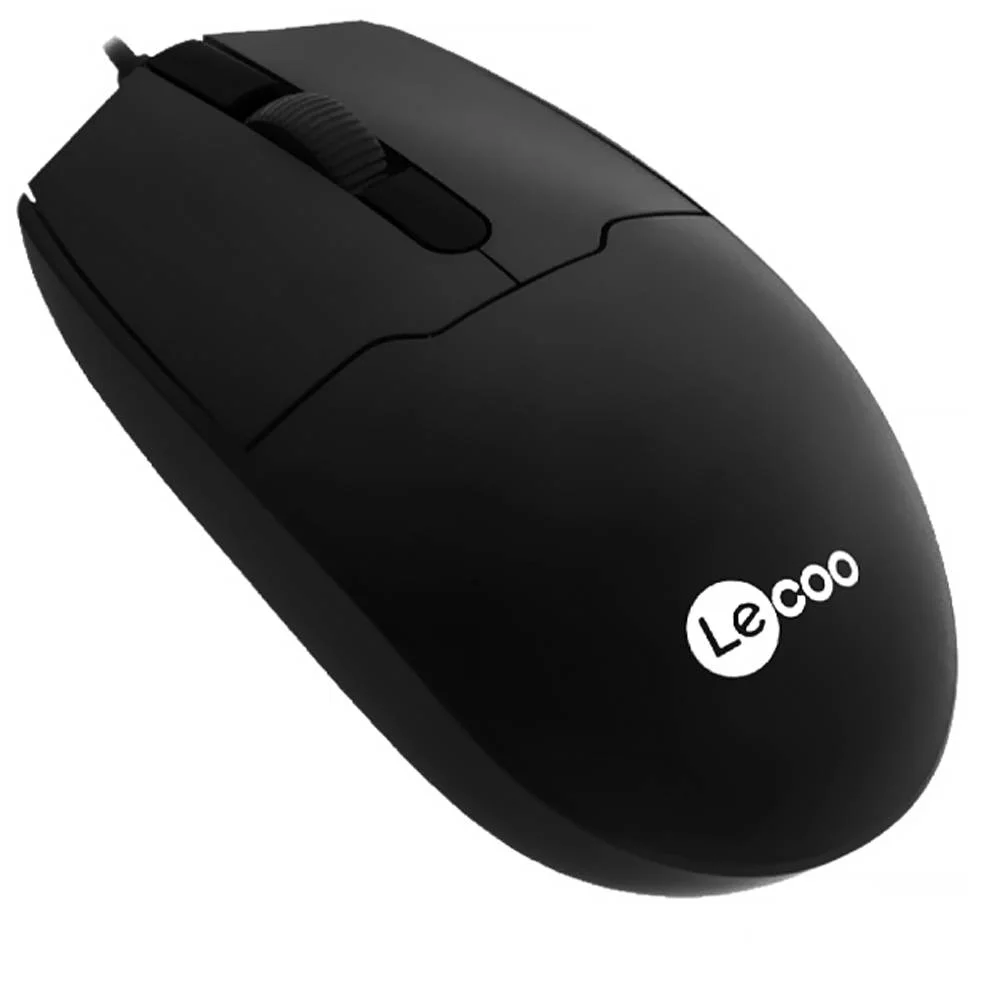 Mouse Usb Lenovo Lecoo Ms101 Preto Ergonômico