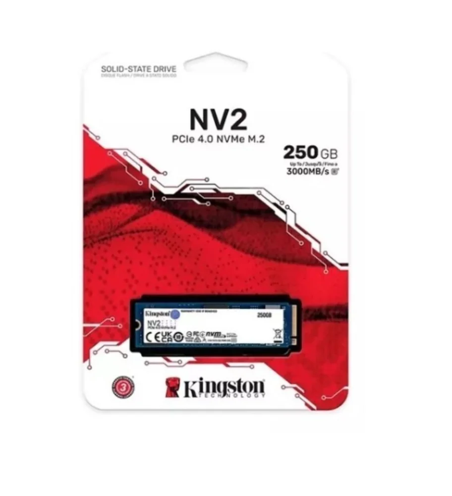 SSD Kingston Nv2 250Gb, M.2 2280 Pcie, Nvme, Leitura: 3000 Mb/s e Gravação: 1300 Mb/se Preto SSD Kingston Nv2 250Gb, M.2 2280 Pcie, Nvme, Leitura: 3000 Mb/s e Gravação: 1300 Mb/se Preto