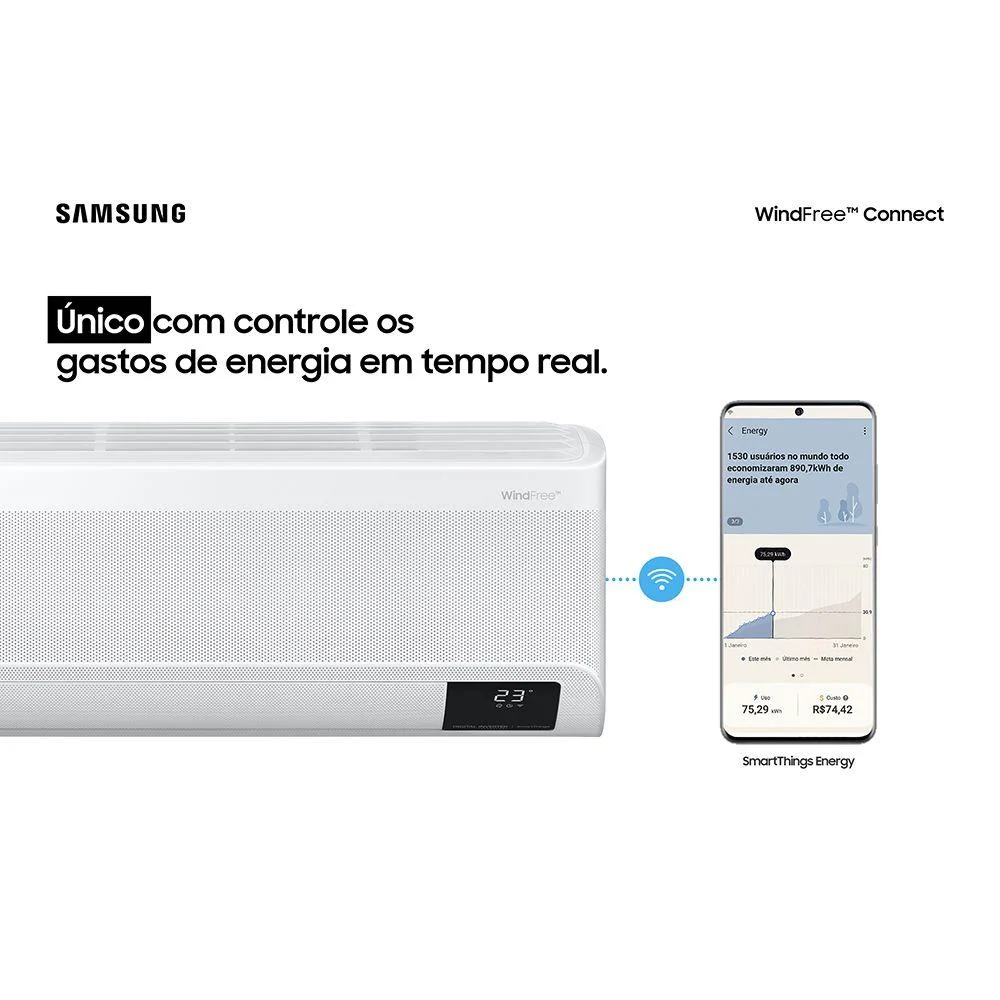 Ar Condicionado Samsung Windfree Connect, Split Inverter, 22000 Btus, 220V, Frio - Ar24bvfaawkxaz Ar Condicionado Samsung Windfree Connect, Split Inverter, 22000 Btus, 220V, Frio - Ar24bvfaawkxaz