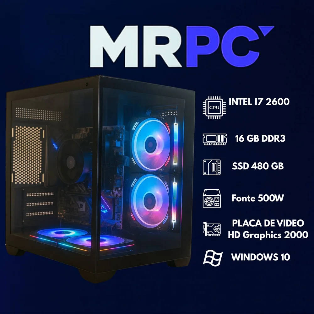Pc Gamer Mrp Intel Core I7 3.4GHz, 16GB, SSD 480GB, Windows 10, Preto - RGB em Campinas - foto 5