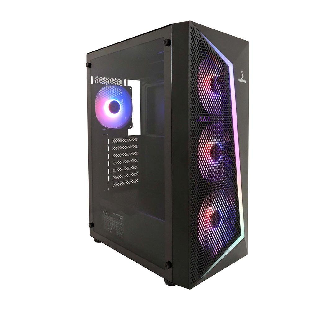 Gabinete Gamer Concórdia Storm X360, Mid Tower, RGB, ATX, Lateral De Vidro, Com 4 Fans RGB, Preto Gabinete Gamer Concórdia Storm X360, Mid Tower, RGB, ATX, Lateral De Vidro, Com 4 Fans RGB, Preto