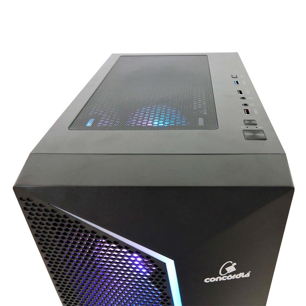 Gabinete Gamer Concórdia Storm X360, Mid Tower, RGB, ATX, Lateral De Vidro, Com 4 Fans RGB, Preto Gabinete Gamer Concórdia Storm X360, Mid Tower, RGB, ATX, Lateral De Vidro, Com 4 Fans RGB, Preto