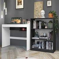 Escrivaninha Madesa Rubi + Estante Livreiro 6907 Branco e Preto