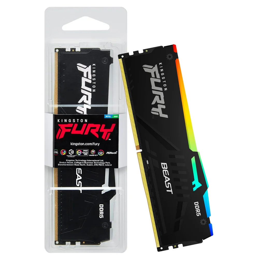 Memoria Kingston Fury Beast RGB, 32GB, DDR5, 5200mhz 1.25v Black Desktop - KF552C40BBA-32 Memoria Kingston Fury Beast RGB, 32GB, DDR5, 5200mhz 1.25v Black Desktop - KF552C40BBA-32