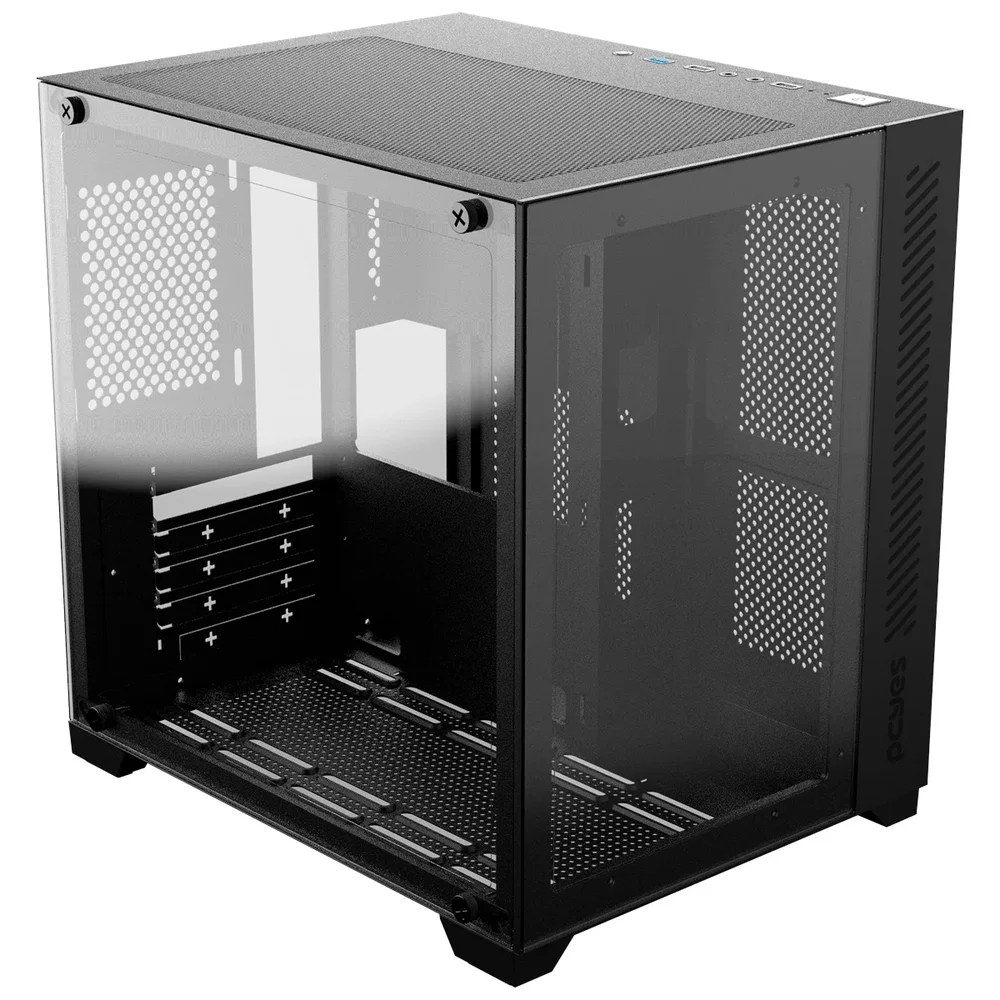 Gabinete Pcyes Forcefield Black Vulcan, Mid Tower, m-ATX, Frontal E Lateral Em Vidro Temperado, S/ Fans, Preto - Gffbvp Gabinete Pcyes Forcefield Black Vulcan, Mid Tower, m-ATX, Frontal E Lateral Em Vidro Temperado, S/ Fans, Preto - Gffbvp